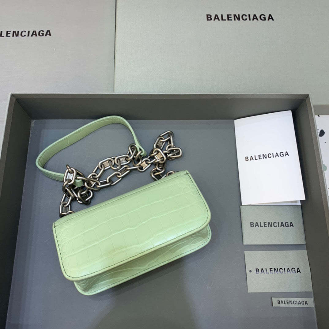 Balen Gossip Small On Chain Shoulder Bag Light Green, For Women,  Bags 7.4in/19cm