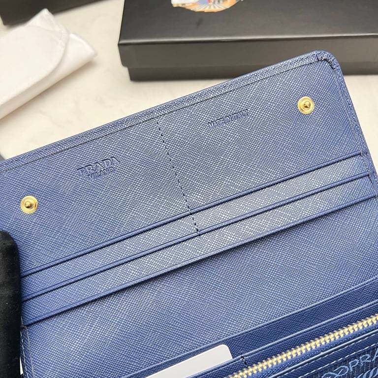 PR SAFFIANO MONOCHROME FLAP LONG WALLET FULL NAVY BLUE 19CM 1MH132 ZLP F061H