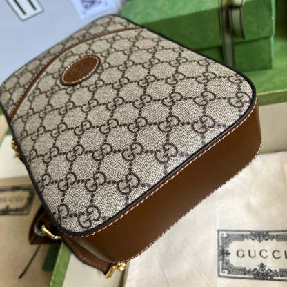 gg Sling Backpack With Interlocking G Beige And Ebony gg Supreme Canvas For Men 9.4in/24cm gg 696016 92THG 8563