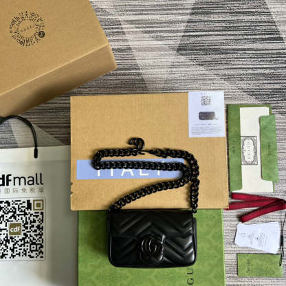 gg Marmont Super Mini Bag Black For Women, Women’s Bags 6.2in/17cm gg