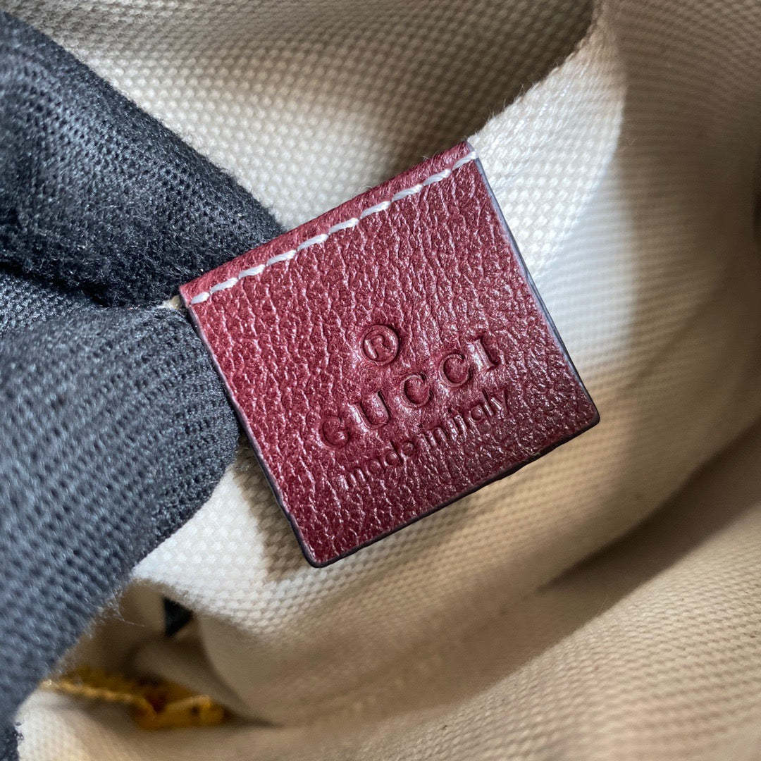 gg Ophidia Mini gg Bag Beige And Burgundy gg Supreme Canvas For Women  7in/17.5cm gg 517350-9Y9MS-9864