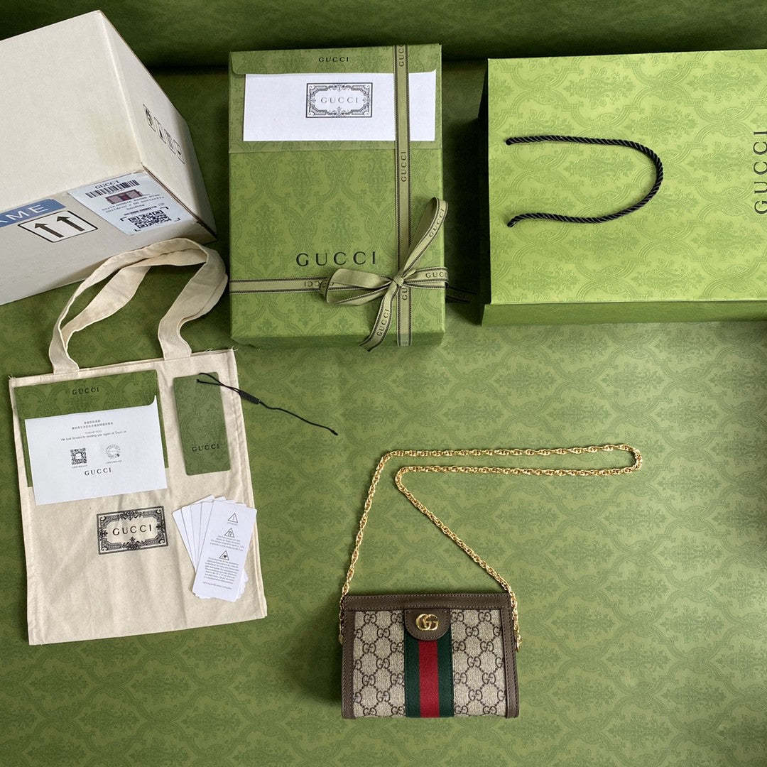 gg Ophidia Mini Shoulder Bag Beige/Ebony gg Supreme Canvas Green And Red Web Detail Brown For Women 7.5in/19cm gg 602676 K05NB 8745