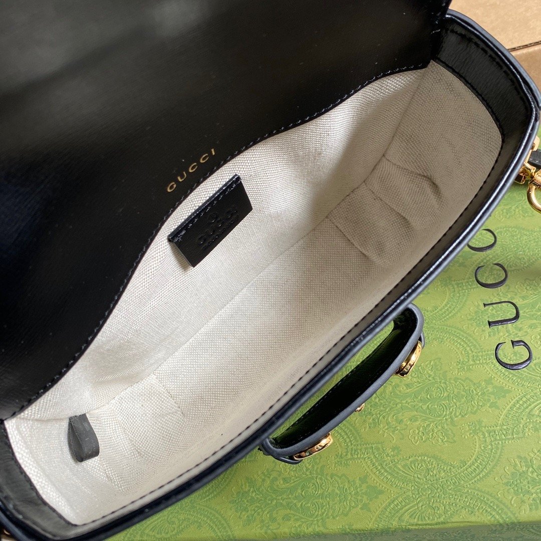 gg Horsebit 1955 Mini Bag Black For Women, Women&#8217;s Bags 8in/21cm gg 658574 18YSG 1060