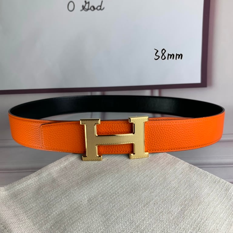 HM BELT TOGO SWIFT GOLD BUCKLE ORANGE 38MM
