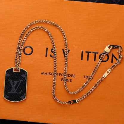 LV MONOGRAM ECLIPSE PLATE NECKLACE