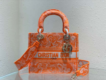 DI Medium Lady D-Lite Bag Orange, For Women, Women’s Handbags 24cm/9.5in CD M0565OROC_M057