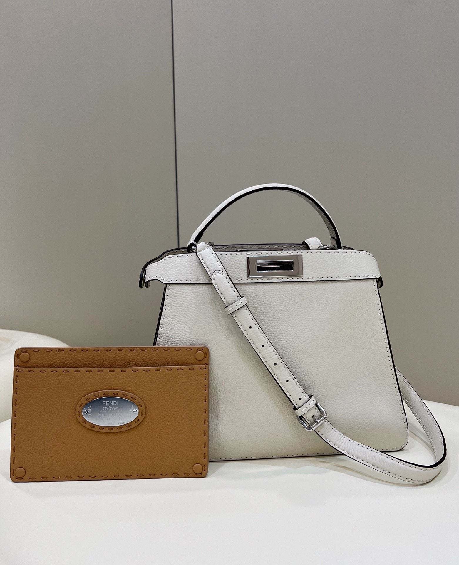 FI Peekaboo ISeeU Medium White For Women, Women’s Handbags, Shoulder Bags 13.1in/33.5cm FF