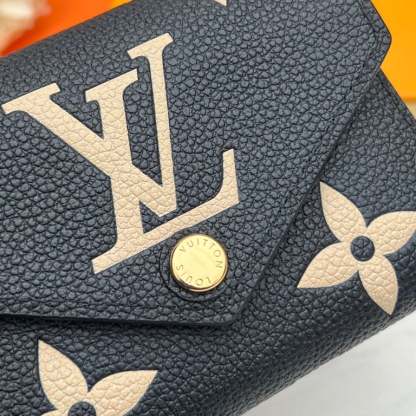 LOUIS VUITTON VICTORINE WALLET BLACK AND BEIGE 12CM M80968