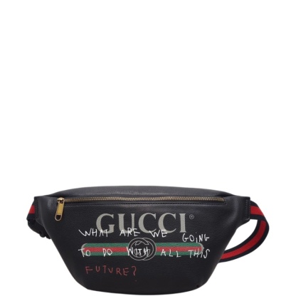 GG BLACK LOGO PRINT MEDIUM BELT BAG