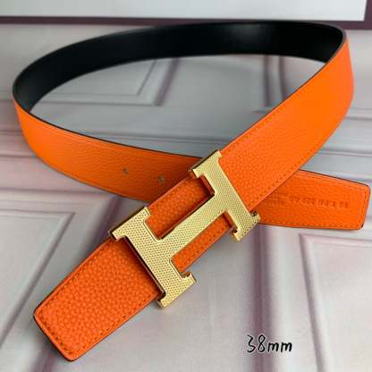 HM BELT TOGO SWIFT GOLD BUCKLE ORANGE 38MM