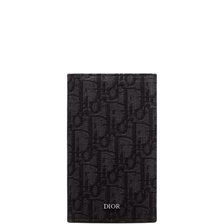 dir LONG BI FOLD CARD HOLDER BLACK OBLIQUE JACQUARD 17.5CM 2ESCH147YSE H03E