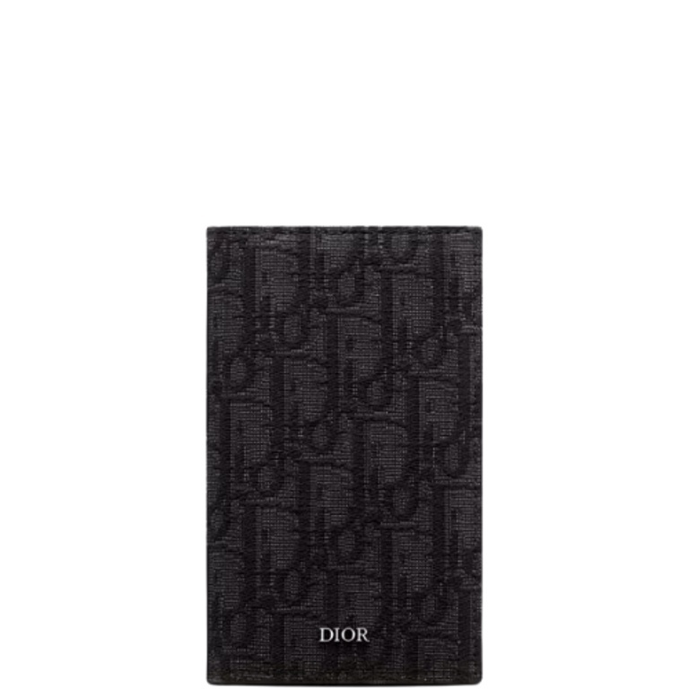 dir LONG BI FOLD CARD HOLDER BLACK OBLIQUE JACQUARD 17.5CM 2ESCH147YSE H03E