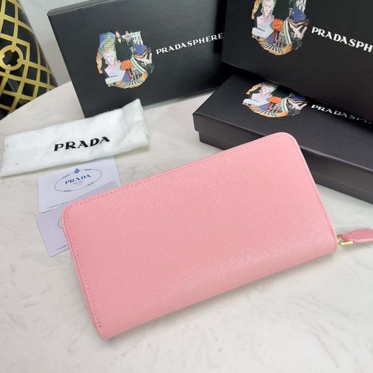 PR LARGE SAFFIANO LEATHER WALLET ALABASTER PINK 19CM 1ML506 QWA F0E18