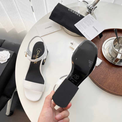 SANDAL CHL WHITE SLINGBACKS SANDALS WITH GEM HEEL