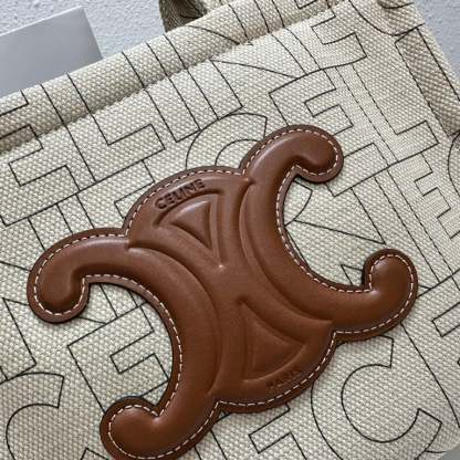 CE SMALL CABAS THAIS IN TEXTILE WITH ALL-OVER PRINT NATURAL TAN 25CM