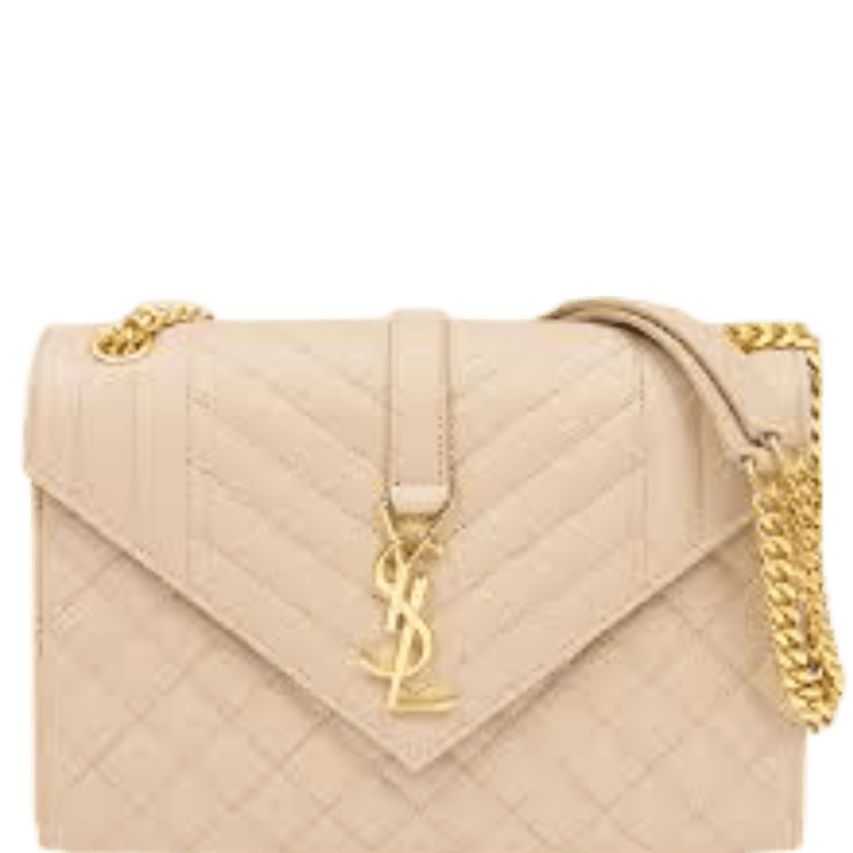 SAINT LAURENT COLLEGE MEDIUM CHAIN BAG IN QUILTED LEATHER BEIGE 24CM
