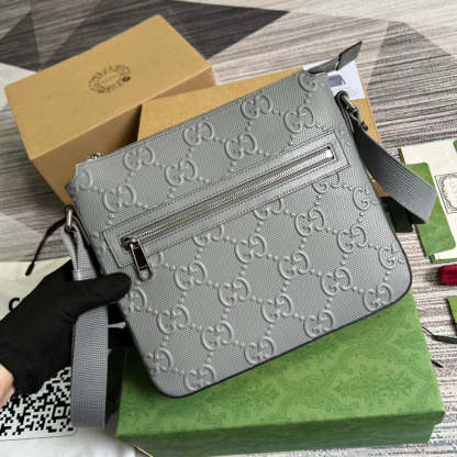 gg Embossed Bag Grey gg Embossed  For Men 10.2in/26cm gg 406410 1W3CN 1275