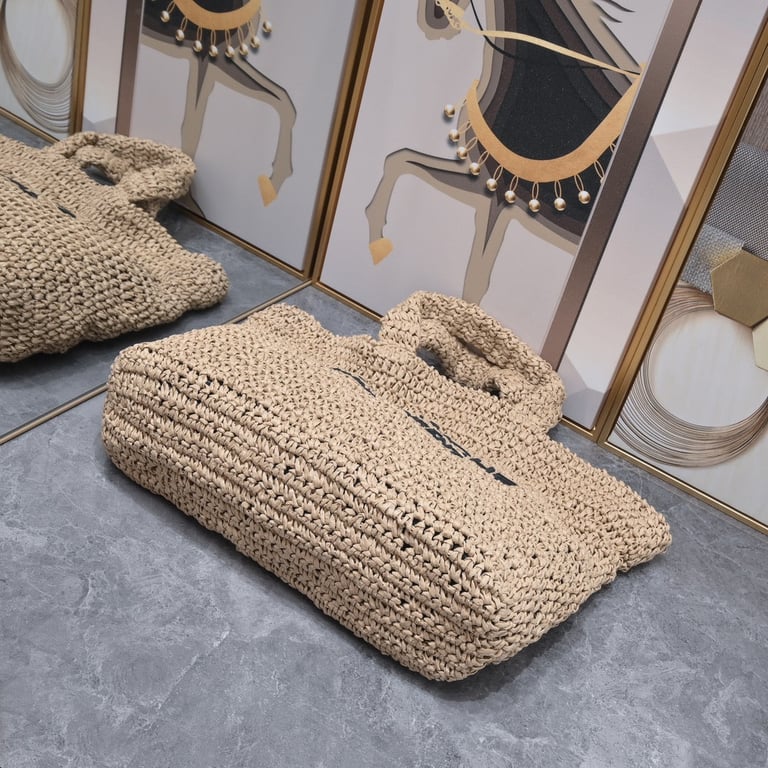 SAINT LAURENT TOTE RIVE GAUCHE RAFFIA CROCHET