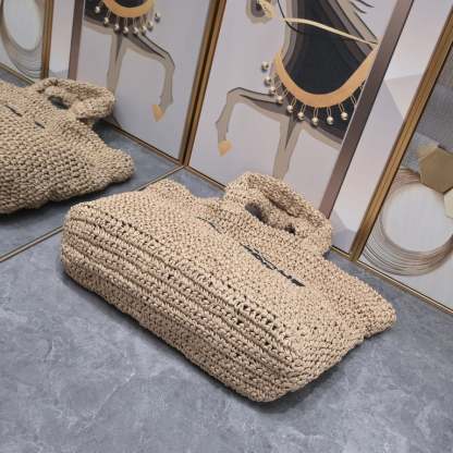 SAINT LAURENT TOTE RIVE GAUCHE RAFFIA CROCHET