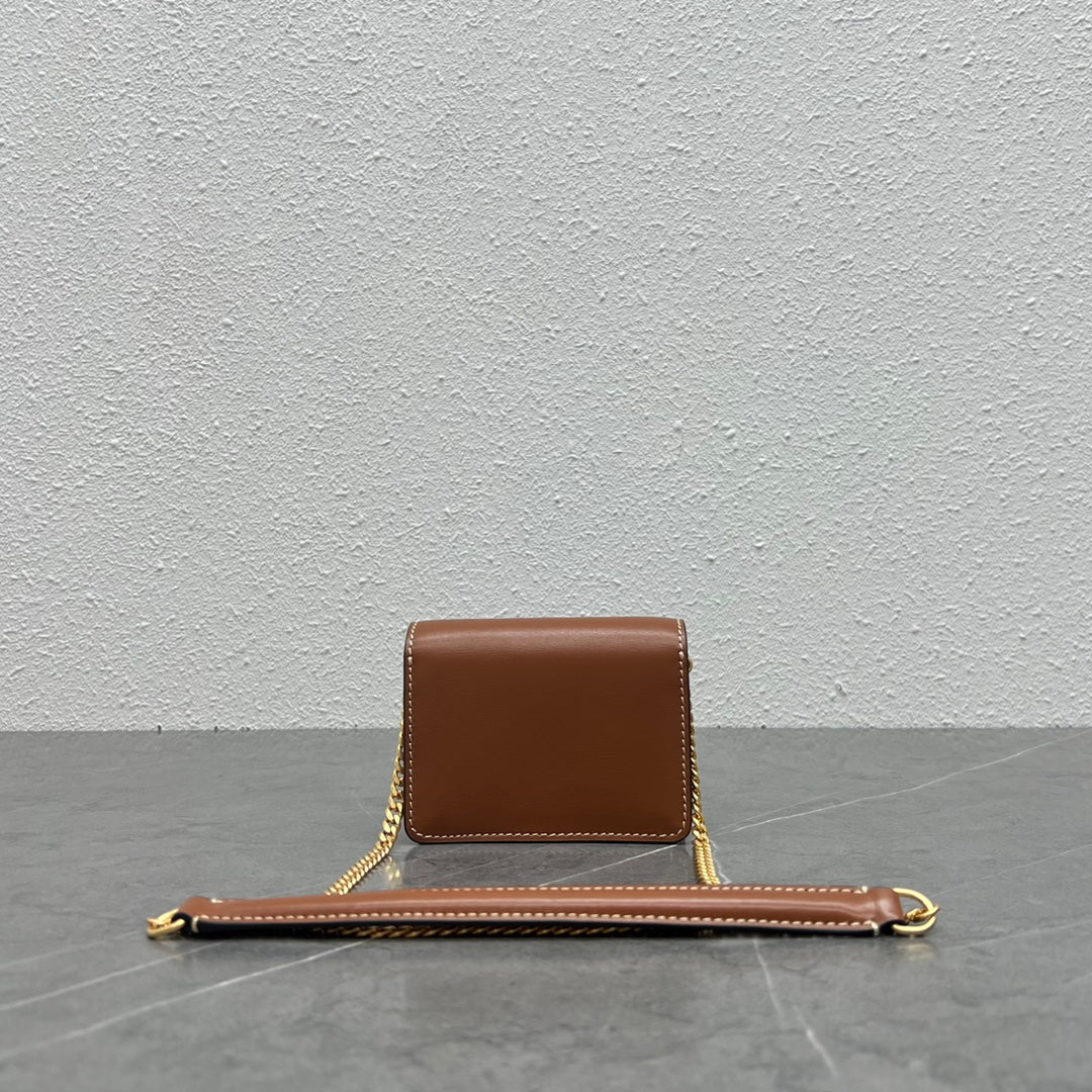 CE Card Holder On Chain Triomphe Tan For Women 4in/11cm 10J743DPV.04LU