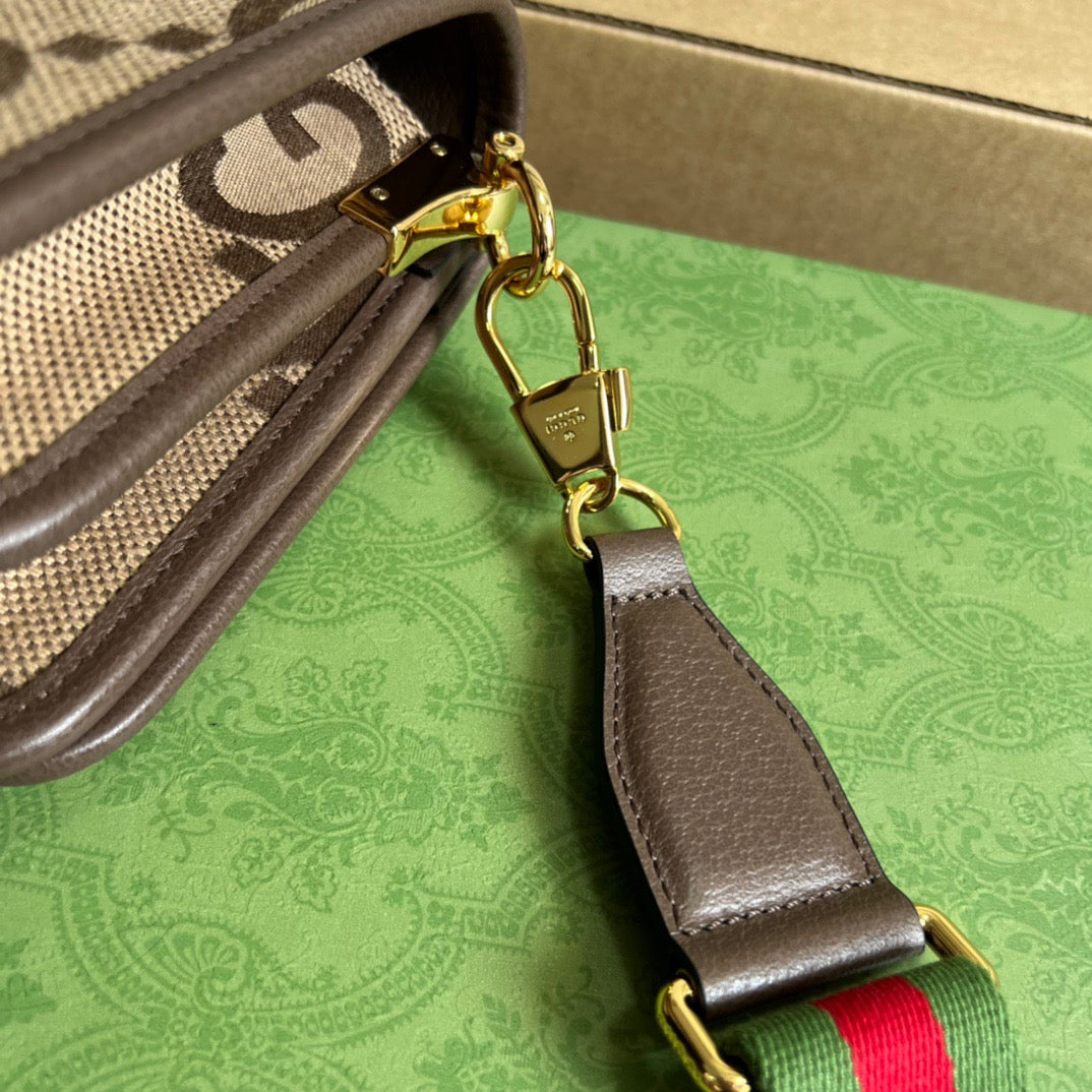 gg Ophidia Mini Jumbo gg Bag Camel And Ebony Jumbo gg Canvas  For Men 4.7in/12cm gg 