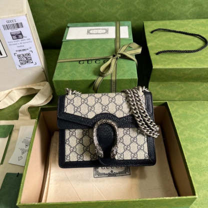 gg Dionysus Mini Bag Beige And Blue gg Supreme Canvas For Women 7.5in/20cm