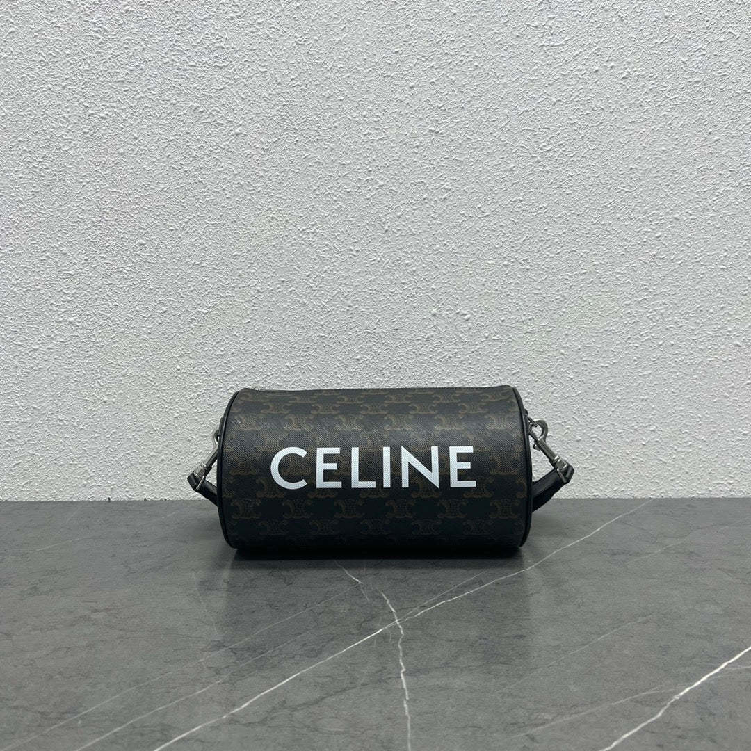 CE Cylinder Bag In Triomphe Canvas Black For Women 9in/22cm