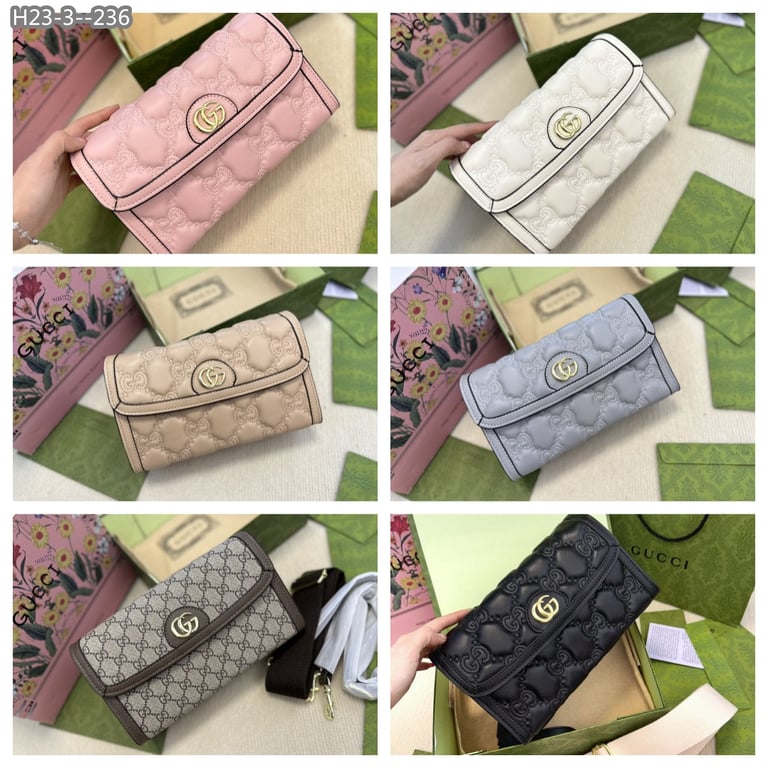 GG MATELASSE WALLET BLACK 23CM