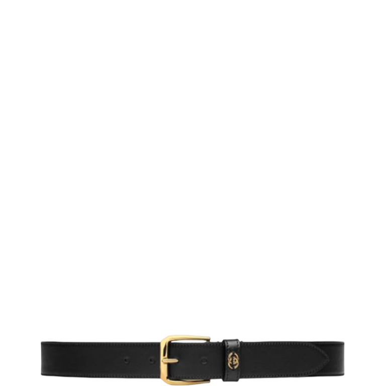 GG BLACK BELT WITH SQUARE BUCKLE AND INTERLOCKING G 35MM