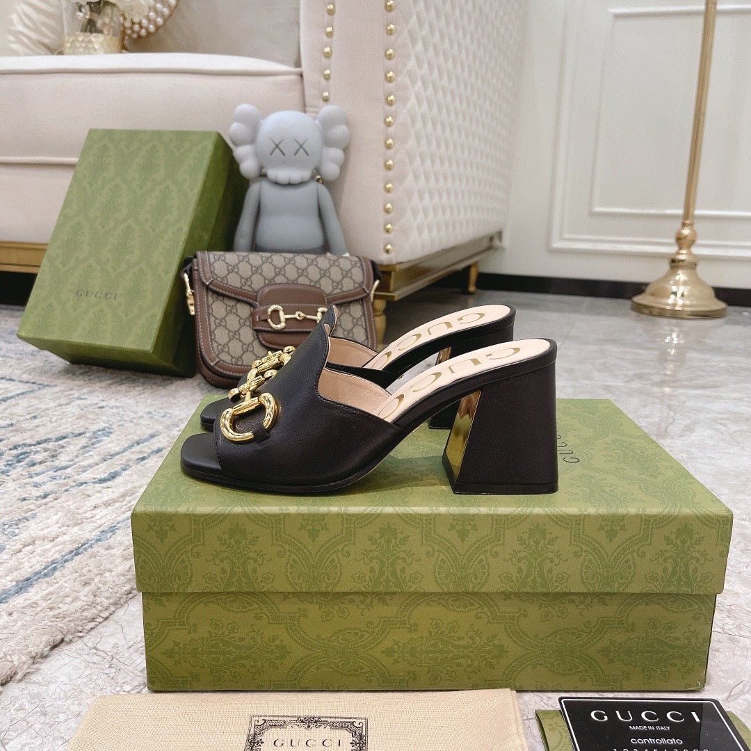 SANDAL GG WOMEN'S SLIDE SANDAL WITH HORSEBIT BLACK 655412 BKO00 1000