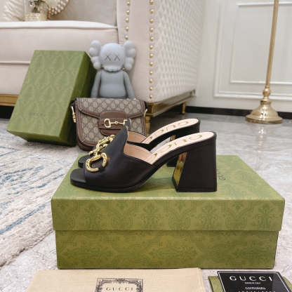 SANDAL GG WOMEN'S SLIDE SANDAL WITH HORSEBIT BLACK 655412 BKO00 1000