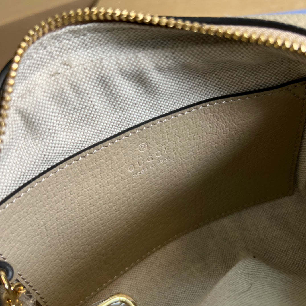 gg Ophidia Mini gg Bag Beige And Ebony gg Supreme Canvas, With Beige For Women  7in/17.5cm gg 