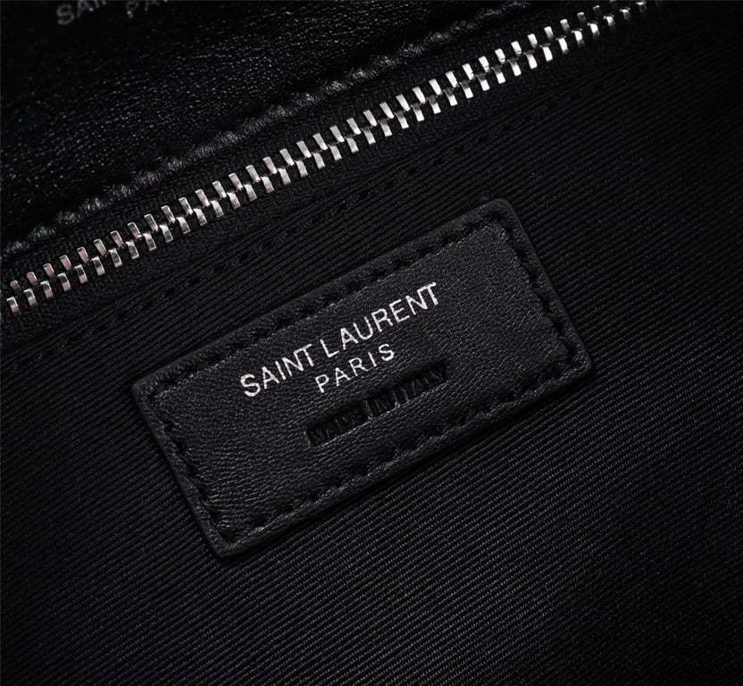 SAINT LAURENT PUFFER SMALL CHAIN BAG IN QUILTED LAMBSKIN BLACK SILVER
