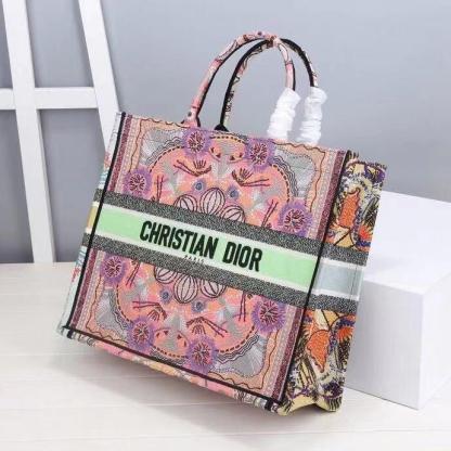 DI Large Book Tote Multicolor In Lights Embroidery, Pink Multicolor, For Women Women’s Handbags, Shoulder Bags, 42cm CD