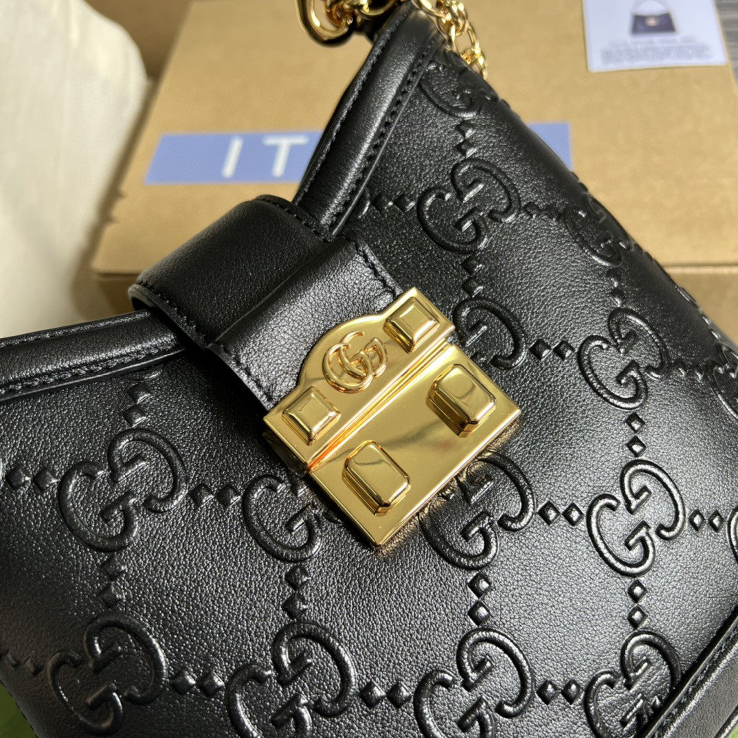 gg Small gg Shoulder Bag gg Rhombi Motif Black For Women, Women&#8217;s Handbags 9.8in/25cm gg 675788 UD9AG 1000