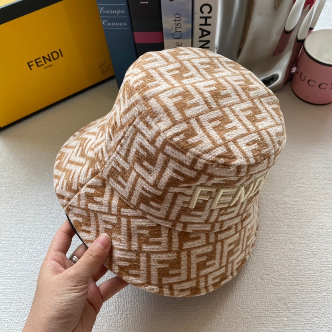 FD FABRIC FF MOTIF BUCKET HAT BEIGE