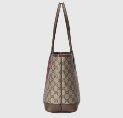 GG 25CM OPHIDIA SMALL TOTE BAG BEIGE AND EBONY GG