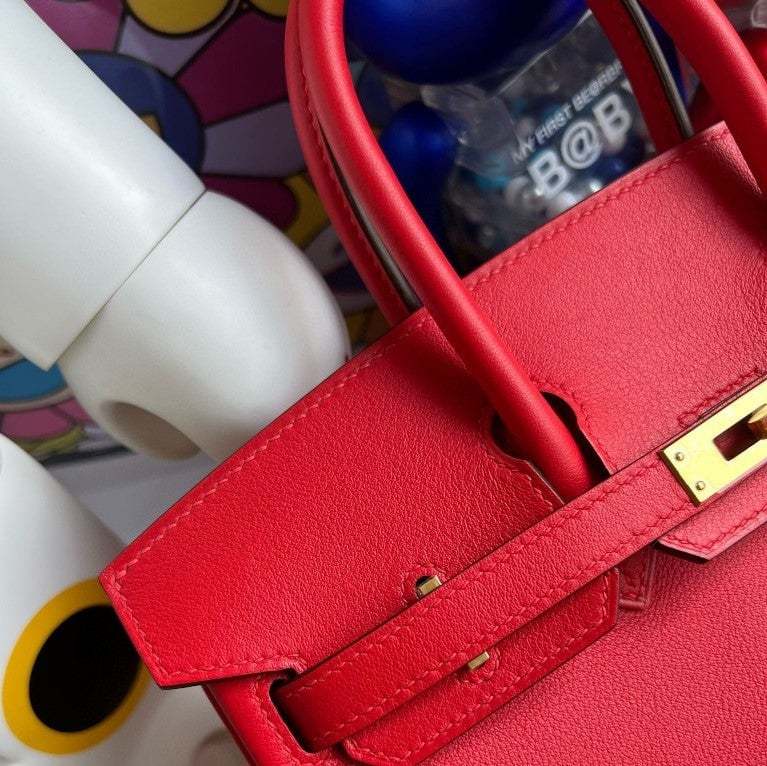 HM BIRKIN SWIFT S3 BRIGHT RED GOLD HARDWARE 25CM