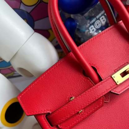 HM BIRKIN SWIFT S3 BRIGHT RED GOLD HARDWARE 25CM