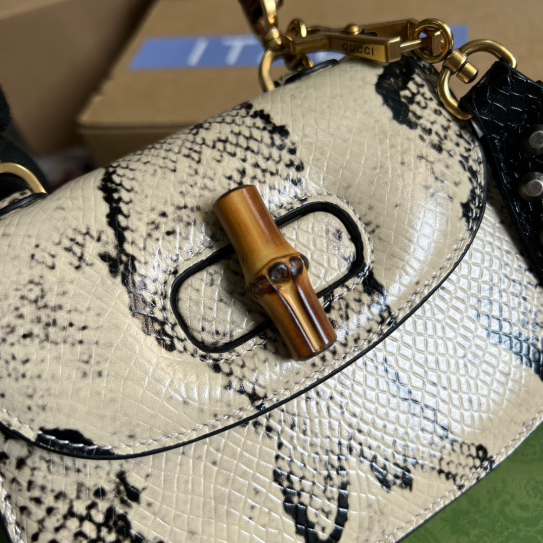 gg Bamboo 1947 Mini Top Handle Bag Natural For Women, Women’s Bags 6.7in/17cm gg