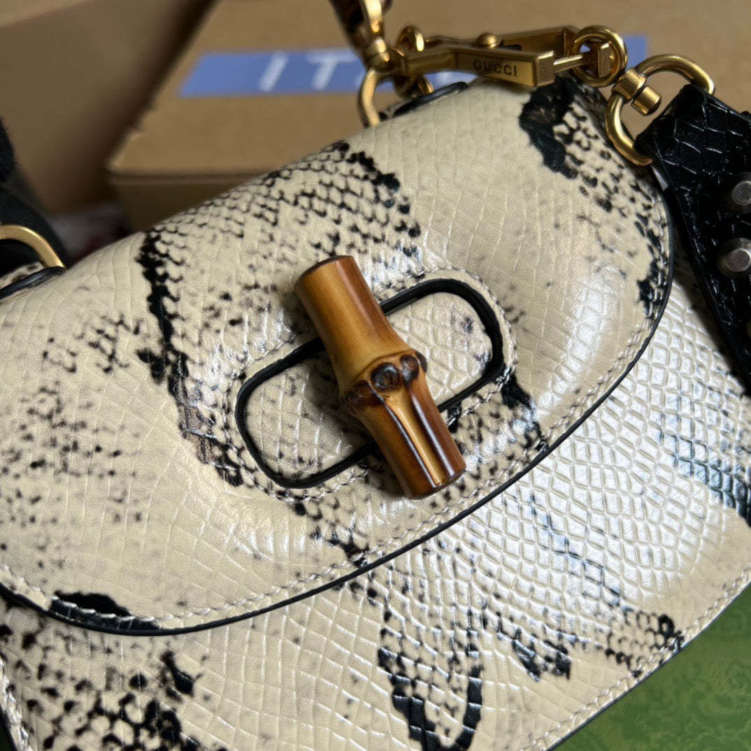 gg Bamboo 1947 Mini Top Handle Bag Natural For Women, Women’s Bags 6.7in/17cm gg
