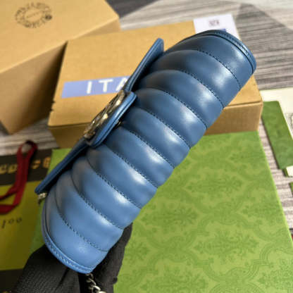 gg Marmont Super Mini Bag Blue For Women, Women’s Bags 6.2in/17cm gg 476433 DTD5F 4340