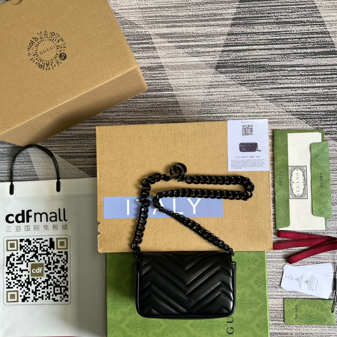 gg Marmont Super Mini Bag Black For Women, Women’s Bags 6.2in/17cm gg