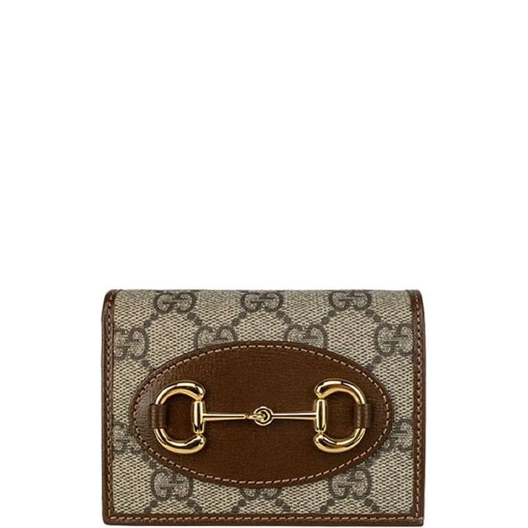 GG HORSEBIT 1955 CARD CASE WALLET 11CM BROWN 621887 92TCG 8563