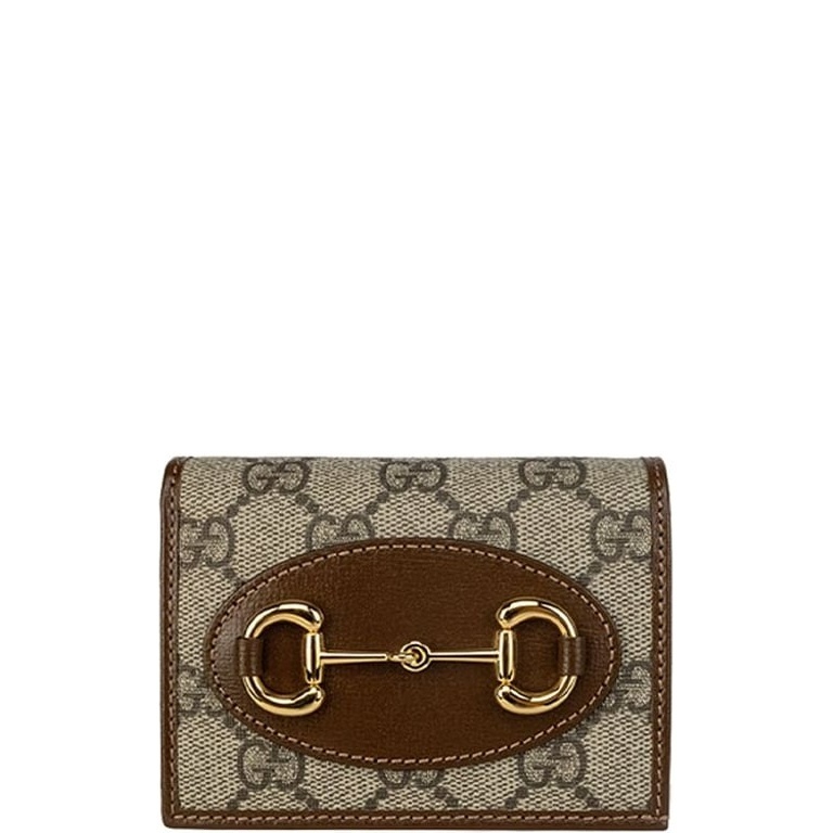 GG HORSEBIT 1955 CARD CASE WALLET 11CM BROWN 621887 92TCG 8563