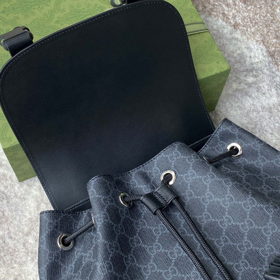 gg Black Backpack Black/Grey Soft gg Supreme Blue And Red Web For Men 16.5in/42cm 495563 K9R8X 1071
