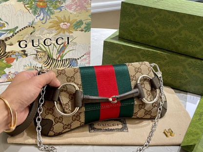 GG HORSEBIT CHAIN SMALL SHOULDER BAG BEIGE 29CM ‎764339 FACM2 8747