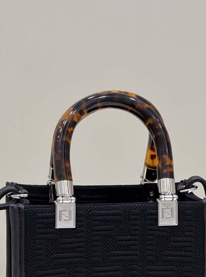 FI Mini Sunshine Shopper Black Bag For Woman 18cm/7in