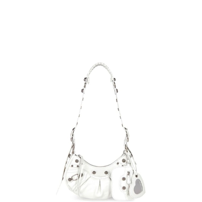 BALENCIAGA LE CAGOLE XS SHOULDER BAG IN WHITE 25CM