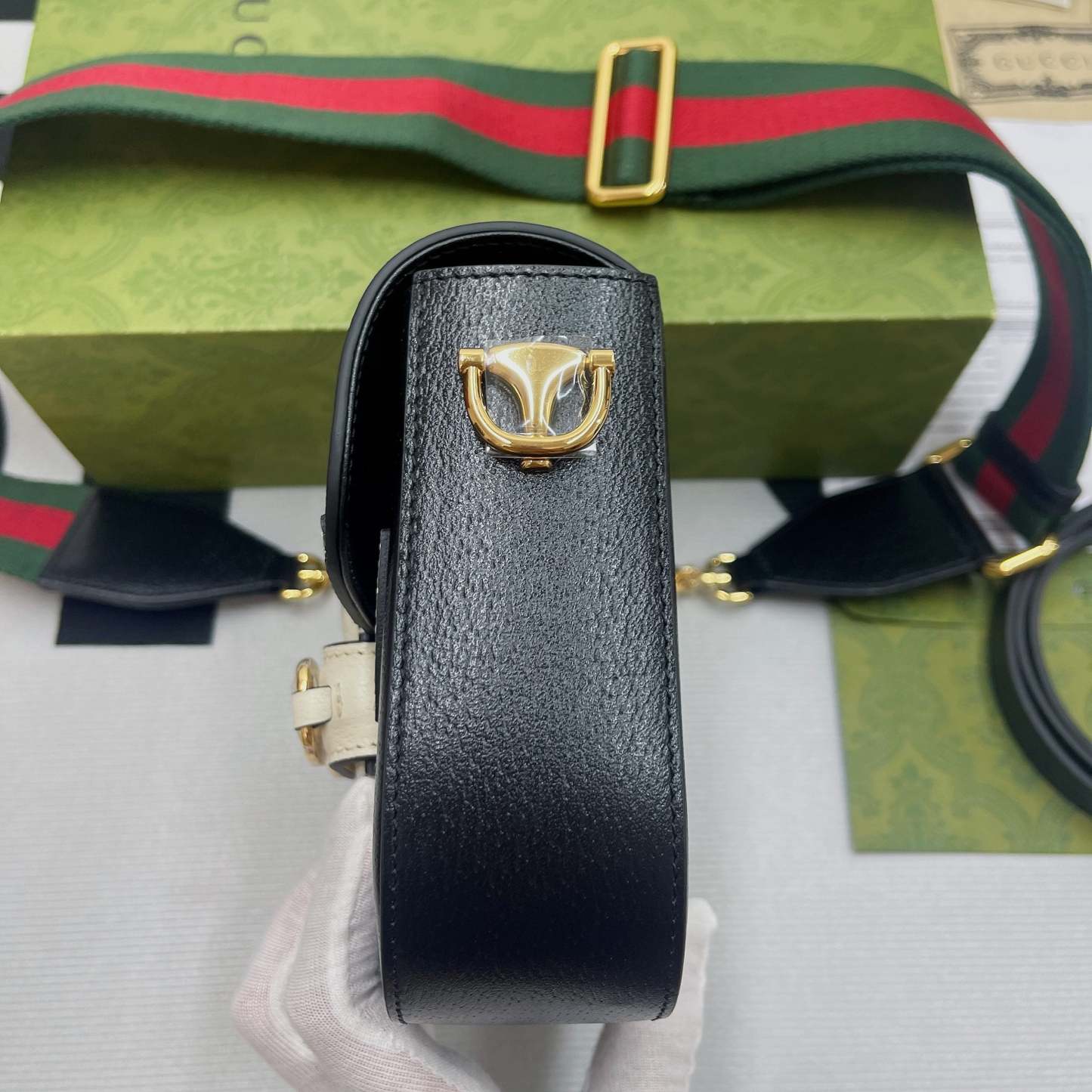 gg x Adidas Horsebit 1955 Mini Bag Black For Women, Women&#8217;s Bags 8.1in/21cm gg 658574 U3ZDG 8726
